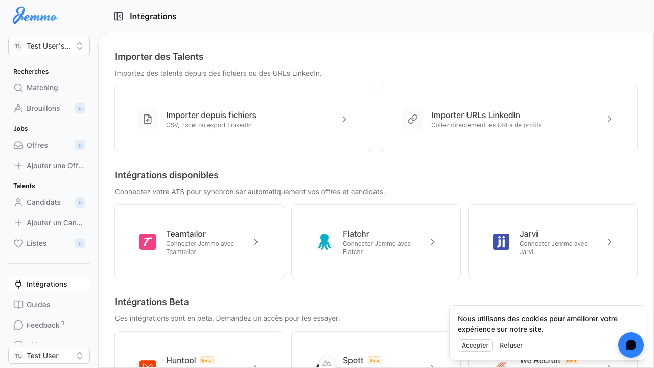 Cartes des fournisseurs ATS