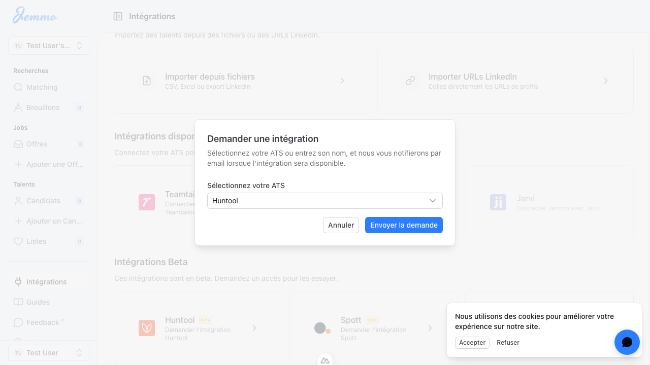 Integration Request Modal