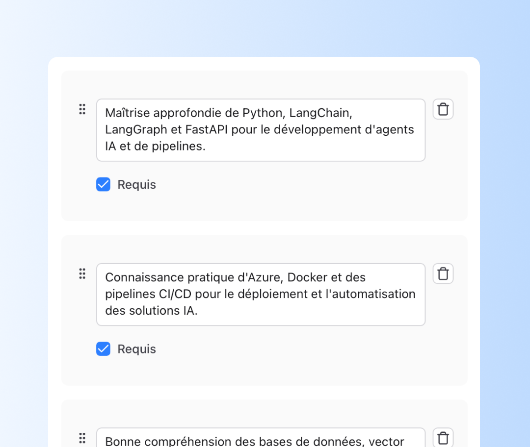 Key Selection Criteria